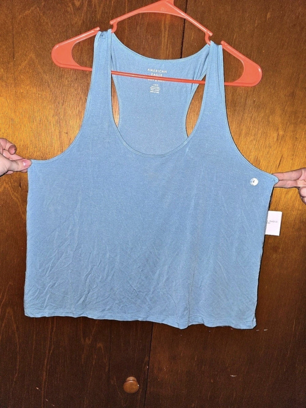 American Eagle Soft & Sexy Scoop Neck Tank Top Blue Large NWT